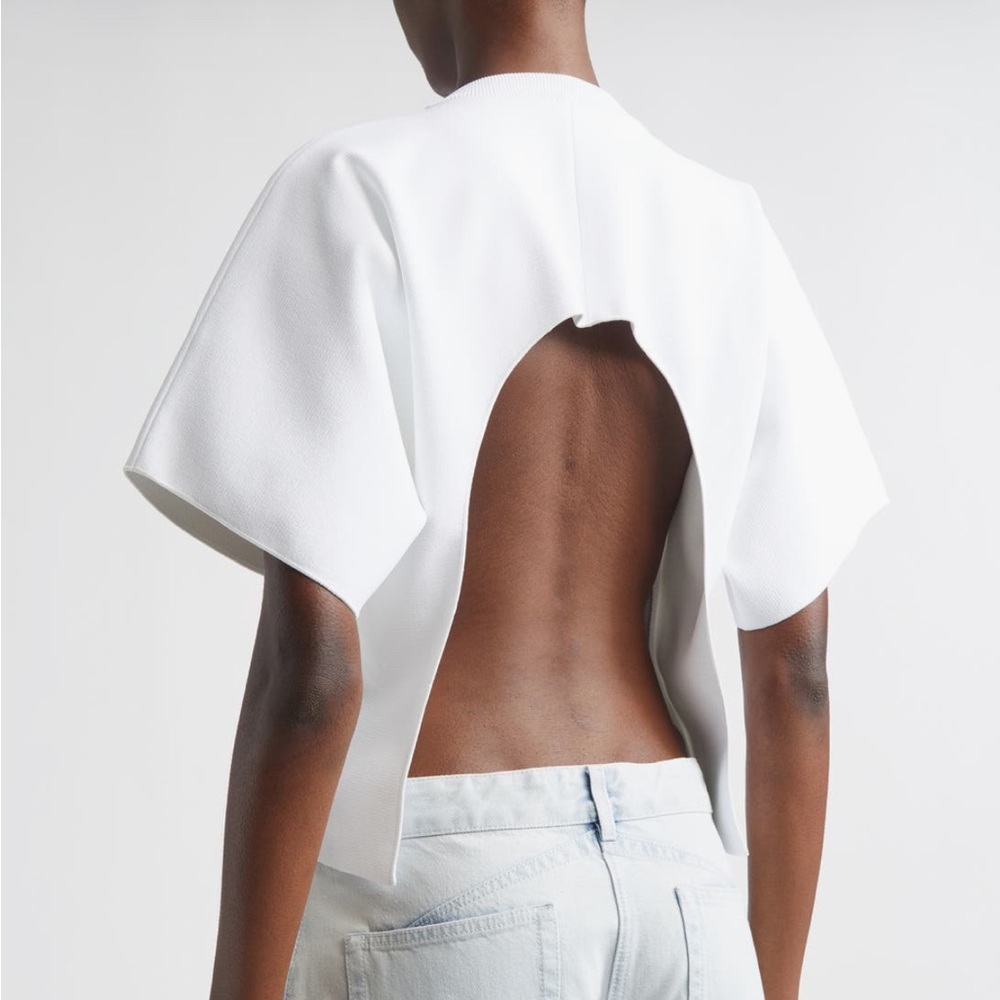 Alaia Open Arch Curved Cut Out Back White Structural T-Shirt size 36/US 4 $2700